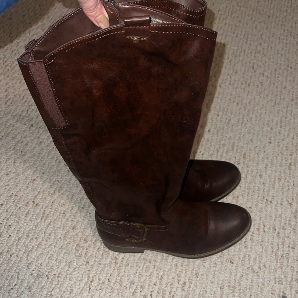 Wide calf brown boots